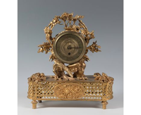 Louis XVI style clock; France, late 19th century.Gilt bronze.No key or bell.The lid does not close properly.Measurements: 41 