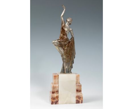 IGNACIO GALLO ROS ( Valladolid , 1887- d.1956)."Ballerina".Art Deco sculpture, ca. 1915.Polychrome bronze and marble.Signed o