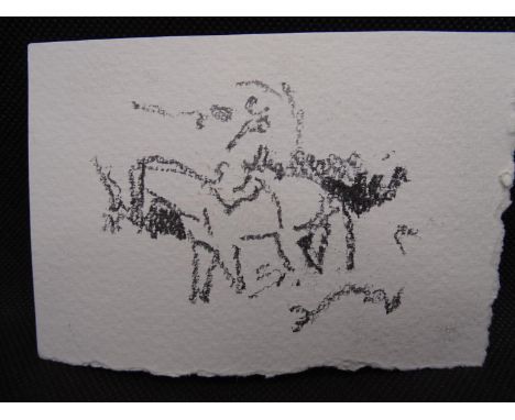 Toni ?Boo? Garavaglia (c.1990)Pencil on handmade paper? Horse + Rider on set of ? Maleficent? 2012Signed , titled and dated v