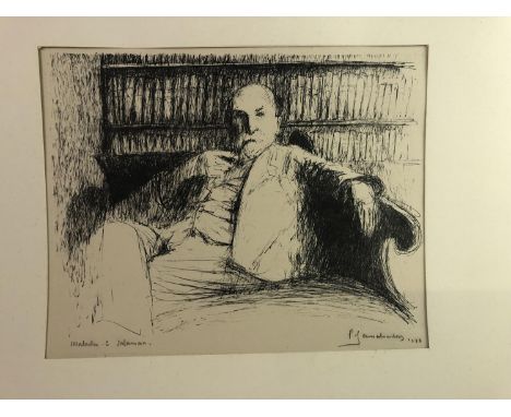 Piero Sansalvadore (1892-1955)Lithograph Portrait of ?Malcolm C Salamam?Signed, dated ?1932? titled underAperture 8 1/4 x 10 