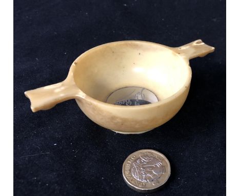 Scottish Whisky Antique - a circa 1920, Art Deco ?John Begg? Bakelite / Lucite / Early plastic Wedding Quaich.It has an engra