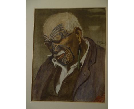 Charles Frederick Goldie ( 1870-1947) New Zealand Watercolour sketch Portrait of Maori Chieftain Wiremu Patara Te Tuhi, Of Ng