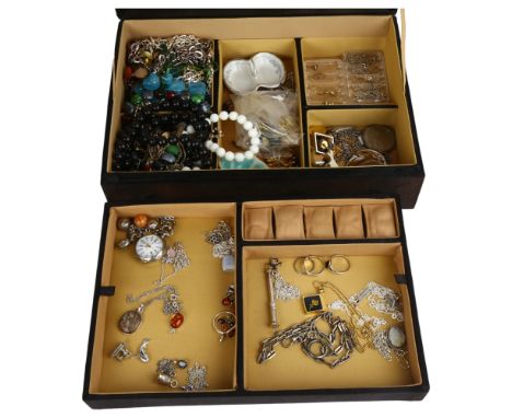 Various jewellery, including silver pendant necklace, fob watch, Albertina etcLot sold as seen unless specific item(s) reques