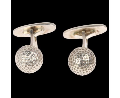 GEORG JENSEN - a pair of Danish sterling silver golf ball cufflinks, model no. 132, diameter 11mm, 19.5gNo damage or repair, 