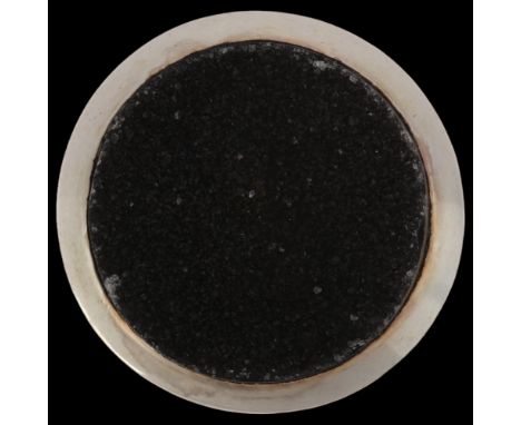 A modern sterling silver black druzy quartz ring, setting height 24mm, size P, 14.5gNo damage or repair 