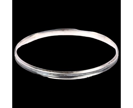 HANS HANSEN -a Danish modernist oxidised sterling silver slave bangle, circa 1960s, band width 6mm, internal circumference 21