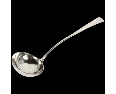 A Scottish Provincial silver Old English pattern soup ladle, by Charles Jamieson, hallmarks Inverness circa 1810, length 35cm