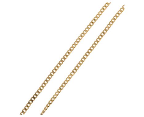 A 9ct gold fine flat curb link chain necklace, 54cm, 3.4gNo damage or repair, no broken links, clasp working, engraved 375 