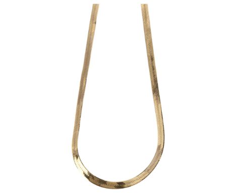 An Italian 9ct gold herringbone link chain necklace, 40cm, 7.3gNo damage or repair, clasp working, hallmarks clear, stamped 3