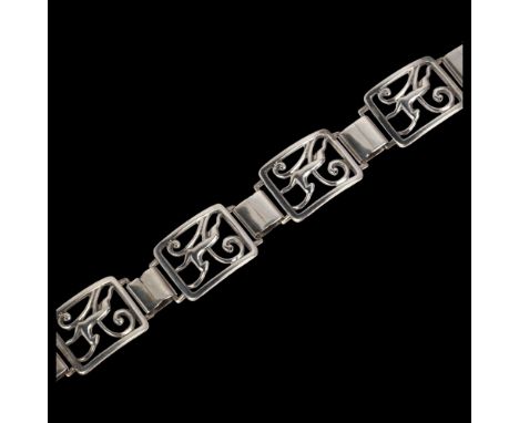 CHRISTIAN VEILSKOV -  an Art Deco Danish silver antelope panel bracelet, 19cm, 21.5gNo damage or repair, only light surface w