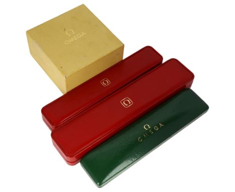 OMEGA - 4 wristwatch boxes, including Vintage green leather example, length 22cmLot sold as seen unless specific item(s) requ