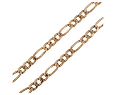 A 9ct gold hollow figaro link chain necklace, import Birmingham 1991, 50cm, 10.3gNo damage or repair, no broken links, clasp 
