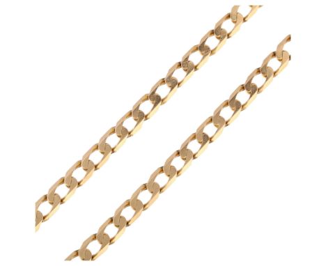 A 9ct gold flat curb link chain necklace, 55cm, 28gNo damage or repair, only light surface wear, clasp working, hallmarks cle