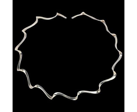 A Danish modernist sterling silver wave neck torque, approx 40cm, 18.2g, boxedNo damage or repair, only light surface wear 