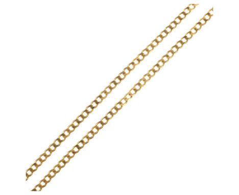 An Italian 9ct gold fine flat curb link chain necklace, 52cm, 4.5gNo damage or repair, no broken links, clasp working, engrav
