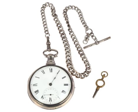 A 19th century silver pair-cased open-face lever pocket watch, Robert Roskell of Liverpool, silver case marked Chester 1821, 