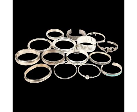 15 silver banglesLot sold as seen unless specific item(s) requested 