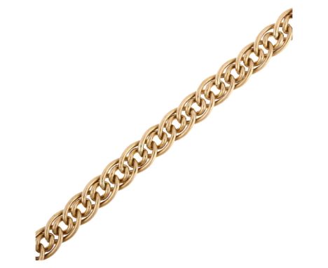 An Italian 9ct gold double hollow curb link chain bracelet, Unoaerre, import Sheffield 1995, 18.5cm, 7.1gNo damage or repair,