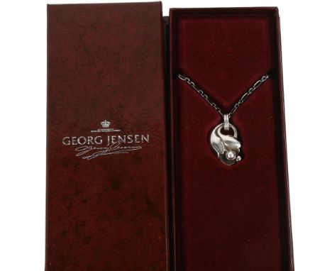 GEORG JENSEN - a a Danish stylised sterling silver Pendant of the Year 1999 necklace, in Art Nouveau style, pendant 26.6mm, c