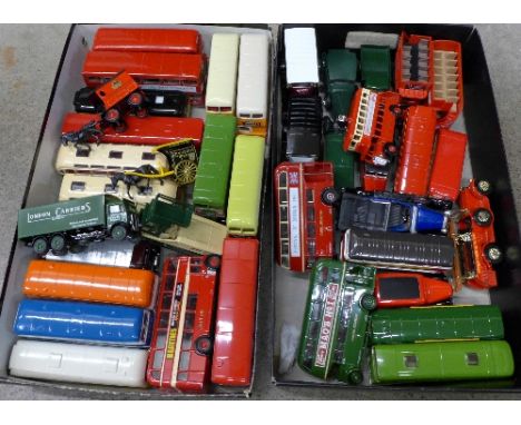A collection of forty die-cast model vehicles, mainly buses