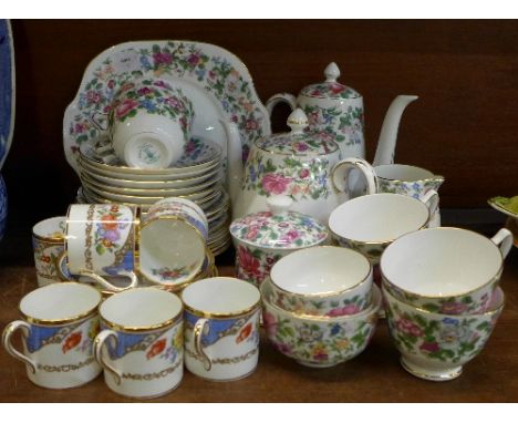 A Staffordshire fine bone china teaset and a set of Hammersley & Co. six coffee cans and saucers