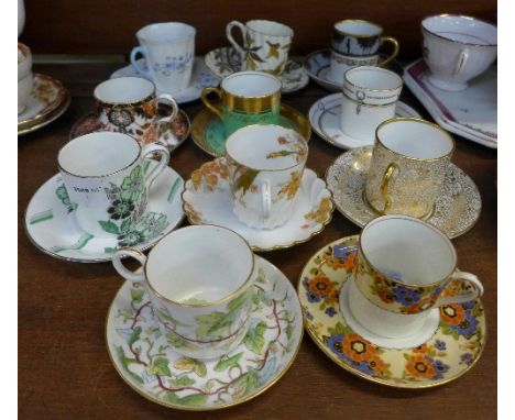 Eleven cabinet cups and saucers, comprising Aynsley, Sutherland, Shelley, Derby, Royal Crown Derby, Haviland & Cie, Limoges, 