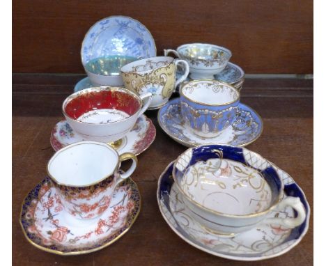 Ten British and continental cabinet cups and saucers, including Paragon, Royal Stafford, Royal Crown Derby and others