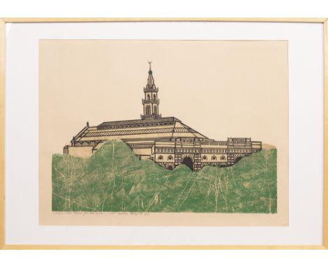 artist's proof woodcut print on paper, signed, titled, dated '73 and numbered A/P mounted, framed and under glass image size 