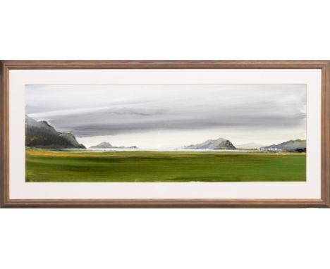 oil on board, signed and dated '02 and titled mounted, framed and under glass image size 31cm x 91cm, overall size 48cm x 108