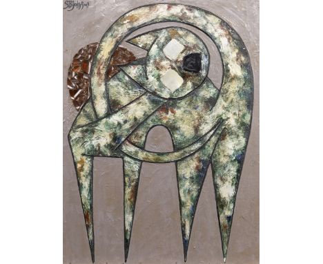 mixed media collage on board, signed unframed overall size 82cm x 61cm Note: In The Scottish Contemporary Art Auction of 17th