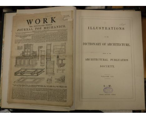 One volume "Illustrations to the Dictionary of Architecture issued by The Architectural Publication Society Volume III" publi