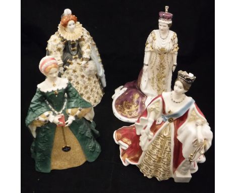 A collection of six Royal Worcester figurines, each a limited edition of 4500, comprising "Queen Mary I" (488), "Queen Elizab