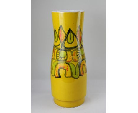 A Poole Pottery Delphis large vase by Andrea Fontana, with abstract design on yellow ground, 39cm high