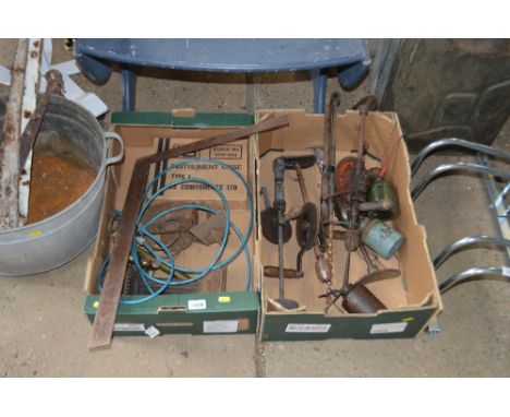Two boxes of various hand tools etc.