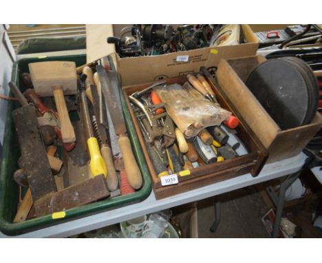 Three trays of various hand tools to include files, grinding disks, chisels etc.