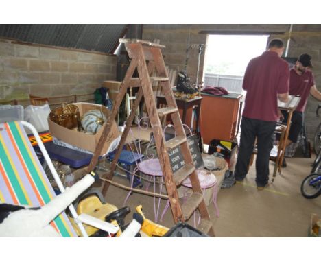 A wooden step ladder