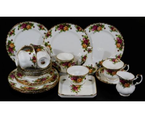 A Royal Albert Old Country Roses part tea service, to include plates, 21cm W, cups, saucers, vase, etc.  (a quantity)