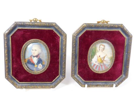 20thC English School.  Admiral Lord Nelson, portrait miniature, gouache, quarter profile, 7cm x 5cm, in elaborate mounted fra
