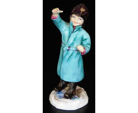 A Royal Worcester Doughty figure February, no. 3453, printed marks beneath, 16cm H.