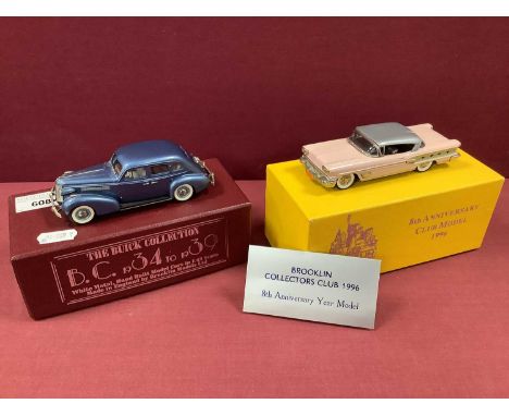 Two Brooklin Models 1:43rd Scale White Metal Model Cars. #B.C.006 1937 Buick Special Plain Back 4-Door Sedan M-47, 8th Annive