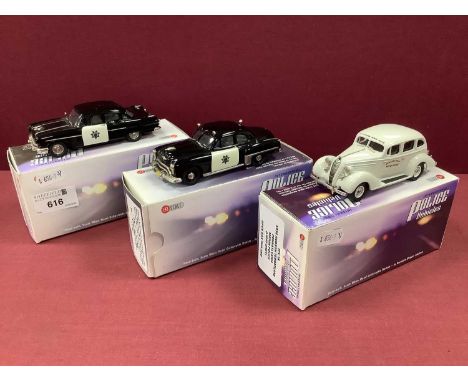 Three Brooklin Models 1:43rd Scale White Metal Model 'International Police Vehicles'. #IPV27 1956 Pontiac Chieftain,"C.H.P", 