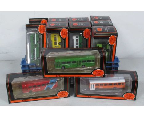 Twelve 1:76th Scale Diecast Model Buses by EFE to include # 23703 Alexander Fleetline 'Bradford', #14002 Bristol Lodekka 'Eas
