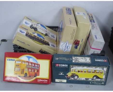 Twelve Diecast Model Buses by Corgi to include #97067 Routemasters In Exile 'The Midlands', #97076 The W. Alexander - Guy Ara