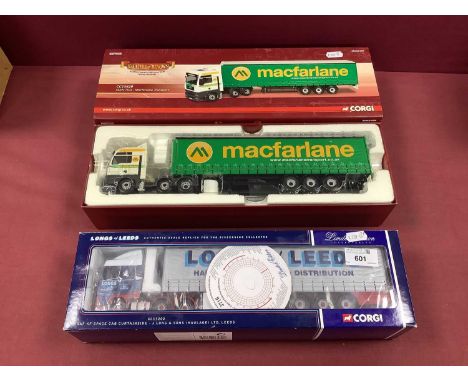 Two Corgi 1:50th Scale Diecast Model Commercial Vehicles. #CC13429 MAN TGA - Macfarlane Transport, #CC1302 DAF XF Space Cab C