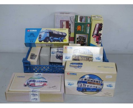 Eleven Boxed Diecast Model Vehicles by Corgi to include #97827 Daimler CWA6 Utility - Sheffield Corporation, #97871 Karrier W