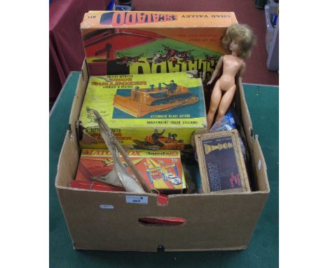 Quantity of Mid XX Century Toys, including an Escalad, Marx junior bulldozer, an 'Eagle' wooden ship kit and others, sometime