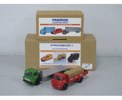 Two PROMOD Collectors White Metal Models. #393 Dodge K Series 6 Wheel Flatbed 'Barker &amp; Sons', No 20 of 100, #321 Karrier