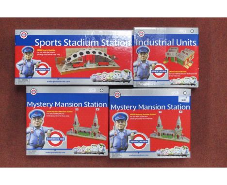 Four Bachmann Boxed Lineside Accesories for use with Underground Ernie Train Sets. Comprising of #UE309 Sports Stadium Statio