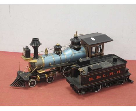 A Bachmann 'G' Gauge Unboxed U.S.A Outline 4-4-0 'Old Timer' Wood Burning Steam Locomotive with Eight Wheel Bogie Tender, B a