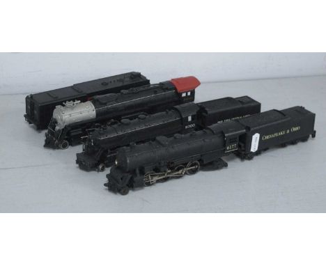 Three 'HO' Gauge U.S.A Outline Steam Locomotives, comprising a Bachmann Northern 4-8-4 with sixteen wheel bogie tender, C.B &